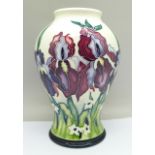 A Moorcroft iris vase, 16cm, boxed