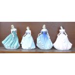 Four Royal Doulton figures, two Figure of the Year Melissa 2001 and Sarah 2002 and two Charity