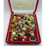 Over thirty pairs of vintage clip-on earrings