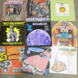 Rockabilly LP records, Wild Bob Burgos, Flying Saucers, Crazy Cavan 'N' The Rhythm Rockers, etc. (