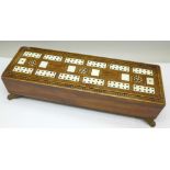 A late Regency inlaid rosewood cribbage box