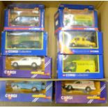 Eight 1:43 scale Corgi van model vehicles, boxed