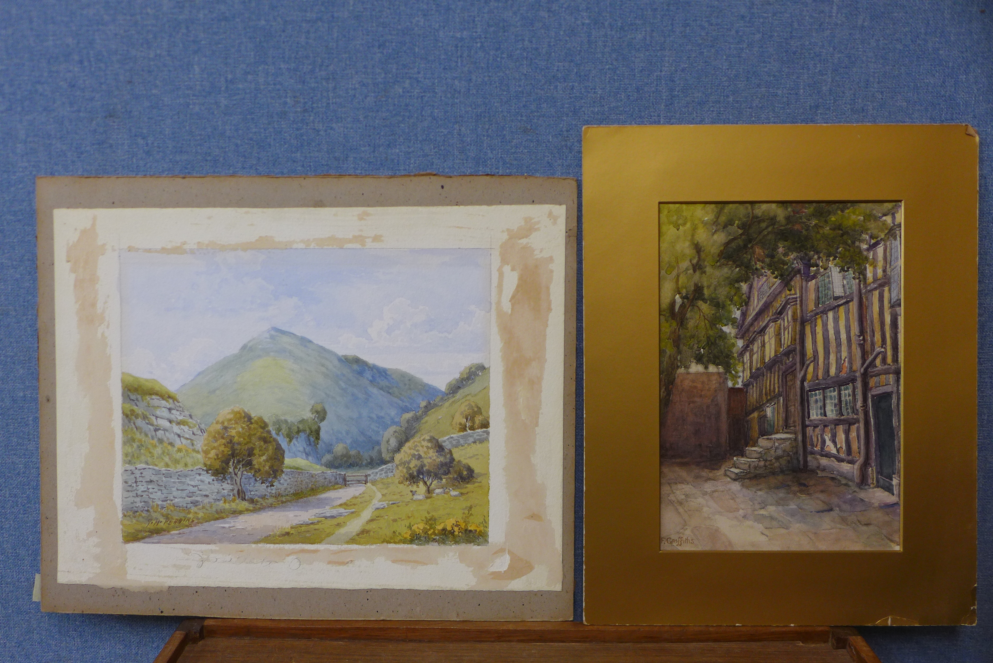 Two English School watercolours, landscapes, unframed