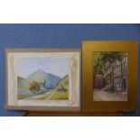 Two English School watercolours, landscapes, unframed