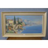 L. Ginelli, Italian coastal landscape, oil on canvas, 39 x 80cms, framed