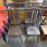 A set of four beech highback chairs