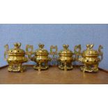 A set of four small Chinese brass censers