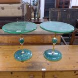 A pair of faux onyx and brass occasional tables and a mahogany tripod table