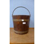 A coopered oak coal bucket