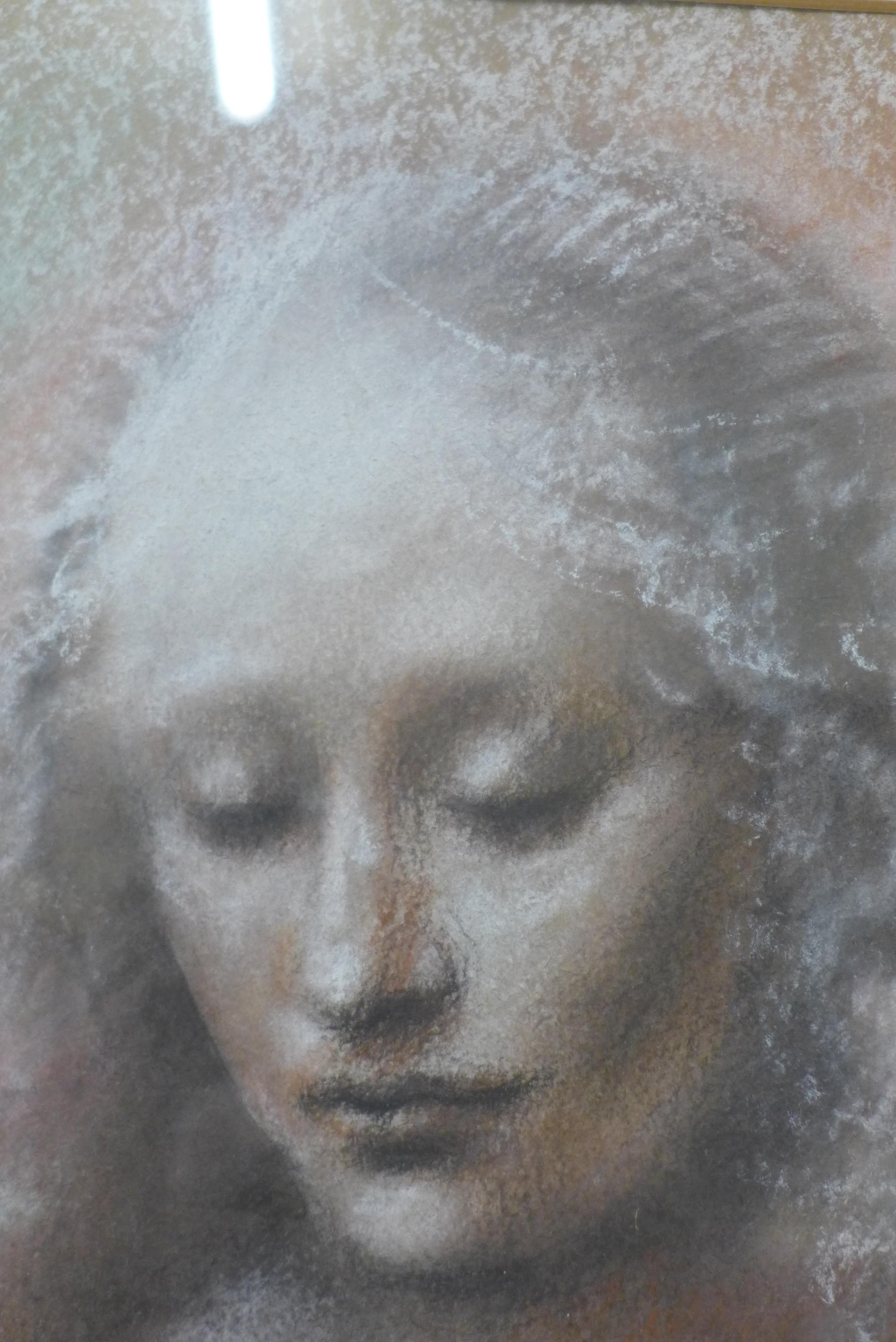 Donal O'Sullivan (Irish 1945 - 1991), portrait of a woman, pastel, 36 x 24cms, framed, David - Image 2 of 5