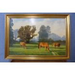 C.T. Bennett, horses in a field, oil on board, 49 x 74cms, framed