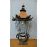 A cast iron and copper street lantern