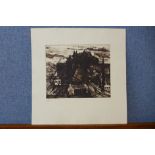A signed Pamela Guille artists proof etching, Chateau, unframed