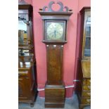 A George III oak longcase clock, the 11 inch brass dial signed Thomas Fayrer, Lancaster