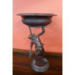 A French bronze man and serpent figural centrepiece, 63cms