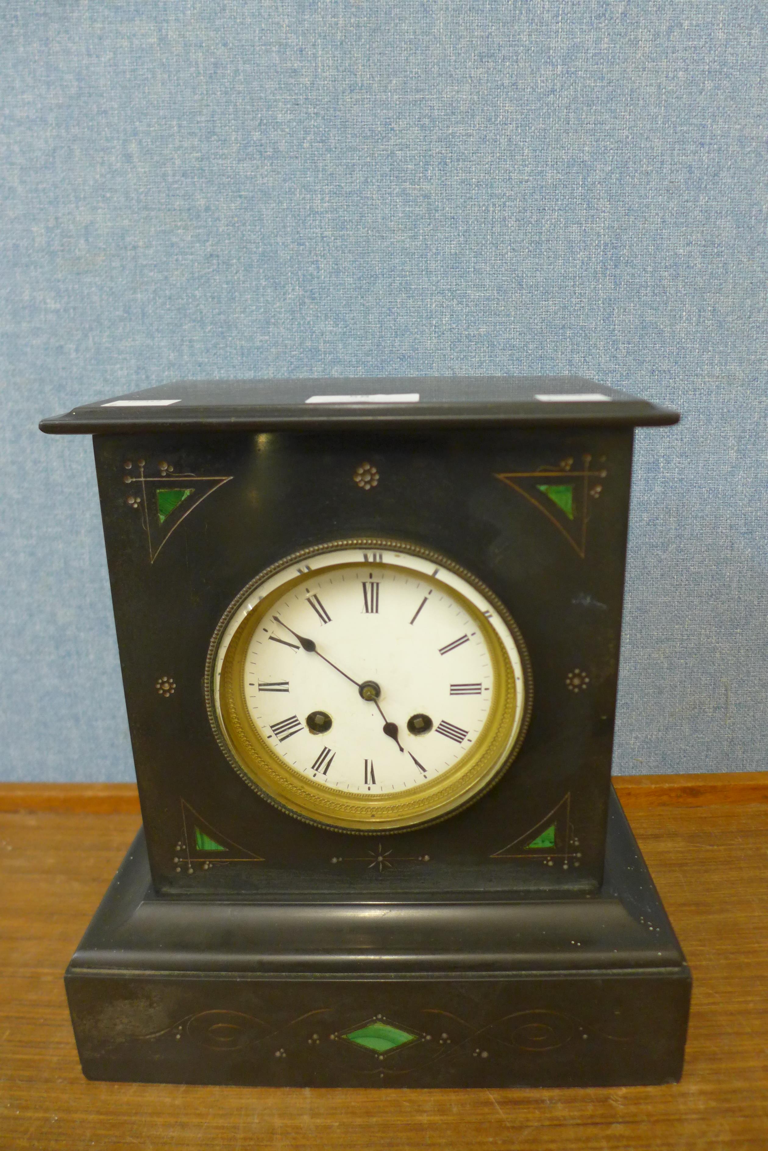 A 19th Century French Japy Freres Belge noir mantel clock