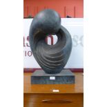 A large bronze abstract sculpture