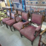 A late Victorian mahogany six piece salon suite