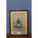 Cuthbert Bradley, Wot - No Feet, pen, ink and watercolour, 16 x 11cms, framed