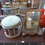 A beech stool and a mahogany toilet mirror