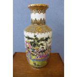 A Chinese famille verte porcelain vase, 63cms h