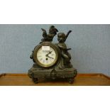 A French style bronze mantel clock