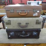 Three vintage suitcases