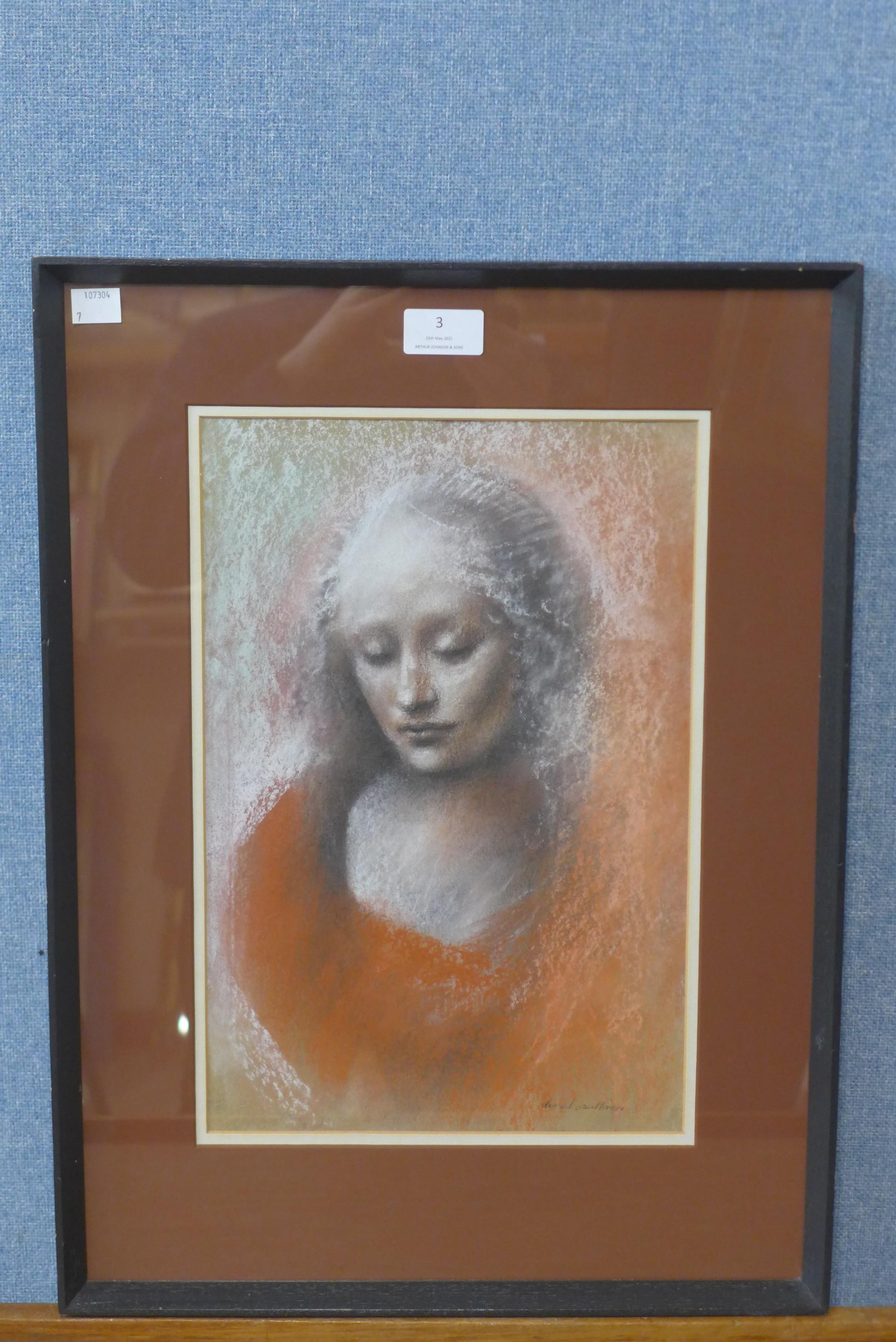 Donal O'Sullivan (Irish 1945 - 1991), portrait of a woman, pastel, 36 x 24cms, framed, David