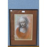 Donal O'Sullivan (Irish 1945 - 1991), portrait of a woman, pastel, 36 x 24cms, framed, David