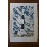 A signed Pamela Guille limited edition print, Dunganon Lighthouse, unframed