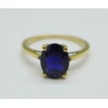 A 9ct gold and iolite solitaire ring, 1.9g, Q