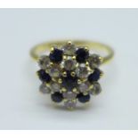 A 9ct gold, sapphire and cubic zirconia ring, 3.4g, O