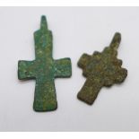 Two bronze Viking crosses, found in Russia