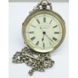 A silver cased Centre Seconds Chronograph pocket watch, the case hallmarked Chester 1900, the