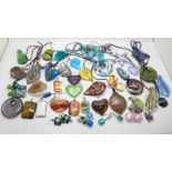 Murano and other glass pendants, etc.