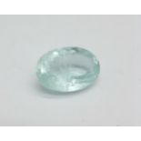 An unmounted aquamarine gemstone, 9.48ct, IDT certified