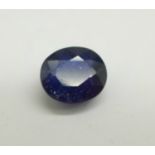 An unmounted blue sapphire gemstone, 8.51ct, IDT certified