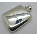 A large silver hip flask, Sheffield 1921, 316g