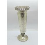 A silver vase, repaired at the stem, 18cm