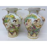 A pair of Capodimonte vases, 28cm