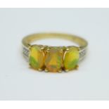 A 9ct gold and synthetic opal ring, 1.8g, J