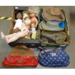 A box of dolls and handbags, etc. **PLEASE NOTE THIS LOT IS NOT ELIGIBLE FOR POSTING AND PACKING**