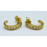 A pair of yellow metal earrings, the fasteners marked 750, 3.1g