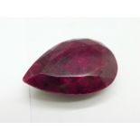 A 60ct pear shaped natural ruby gemstone, with Gemological Laboratory of India report