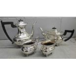 A four piece Viners plated tea service