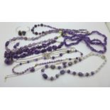 Amethyst jewellery including silver set