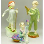 Three Royal Worcester figures, The Parakeet, Italy and Thursday's Child Has Far To Go