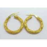 A pair of 18ct gold hoop earrings, 2.4g