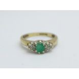 A 9ct gold, emerald and diamond ring, 2.6g, M