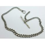 A silver Albert chain, each link marked, 22g